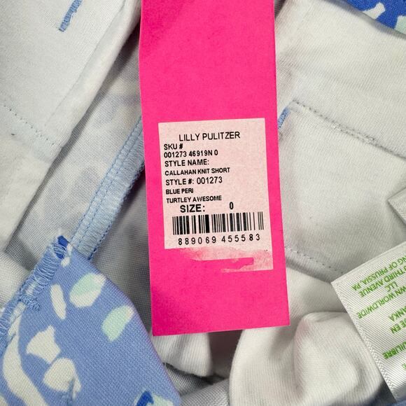 Lilly Pulitzer Womens Callahan Knit Short 0 Blue Periwinkle Turtlely Awesome - Picture 6 of 11